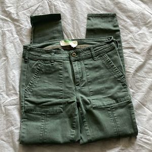 Anthropologie skinny olive green pants